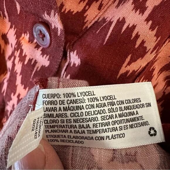 Knox Rose women’s Dark red and pink Button up Long Sleeve Blouse plus size - Picture 6 of 9